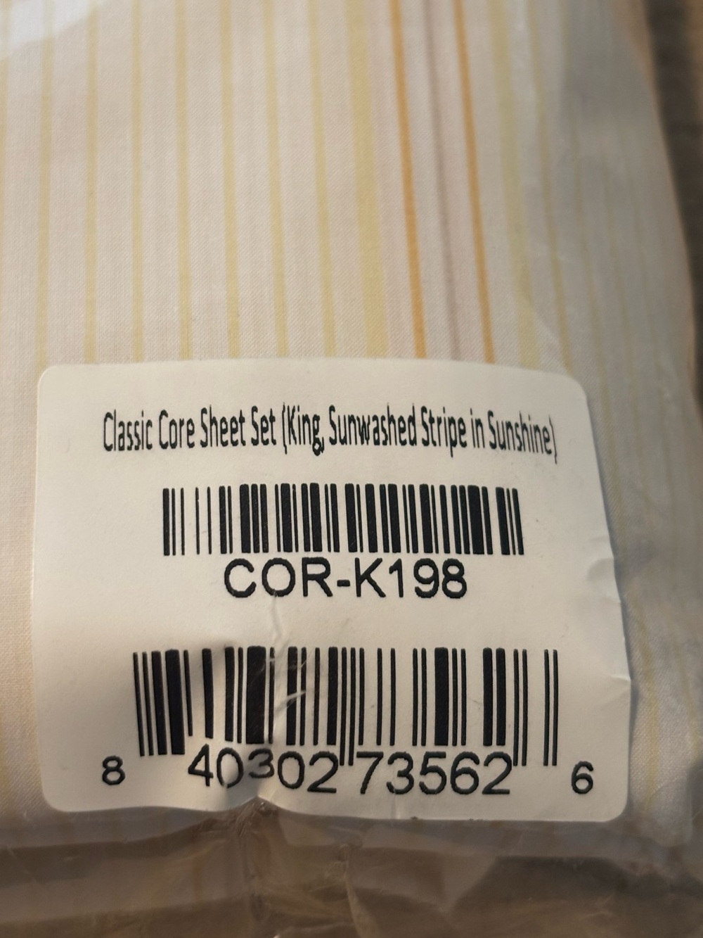 Brooklinen classic core sheet set king sunwashed stripe in sunshine - Picture 3 of 6